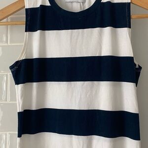 Striped Sleeveless Body con Dress - Black and White